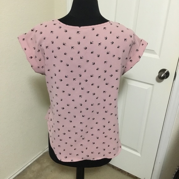 Paper moon Sparrow top, mauve, black sparrows, size M - Picture 4 of 5